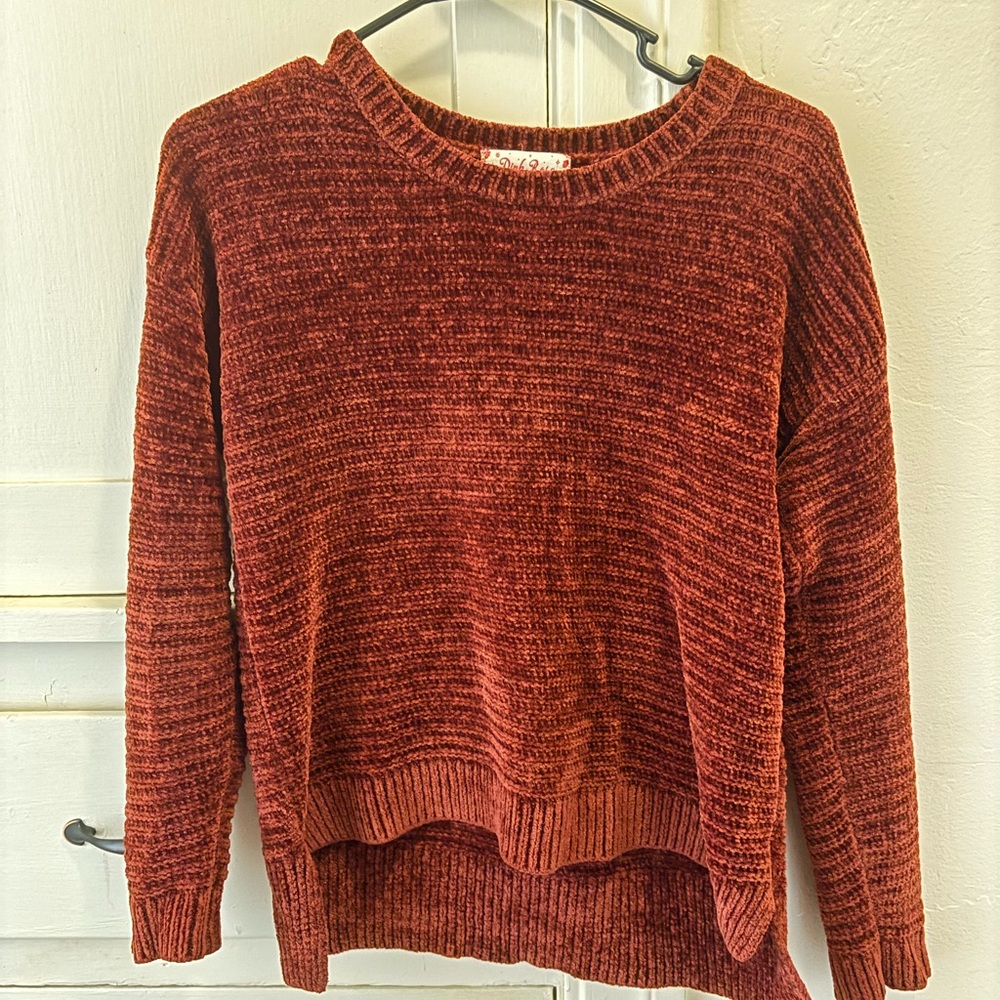 Pink Rose Burnt Orange Crew Neck Sweater